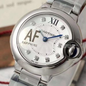 Cartier Ballon Bleu de Cartier 28mm White and Diamond Dial in Steel