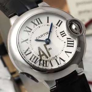 Cartier Ballon Bleu de Cartier 28mm White Dial in Black Leather Strap