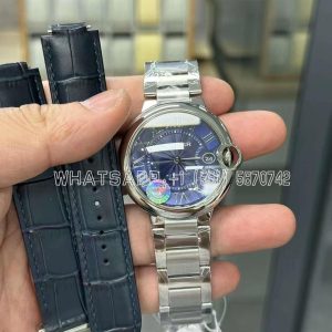 Cartier Ballon Bleu de Cartier 33mm Blue Textured Dial Steel Bracelet