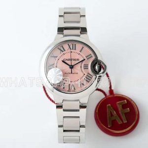 Cartier Ballon Bleu de Cartier 33mm Pink Textured Dial Steel Bracelet