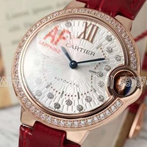 Cartier Ballon Bleu de Cartier 33mm Rose Gold Diamond Bezel White Diamond Dial