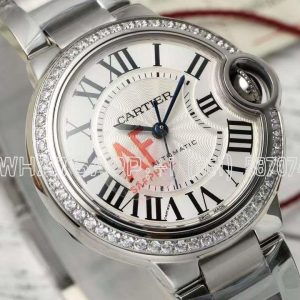 Cartier Ballon Bleu de Cartier 33mm Steel Diamond Bezel White Dial
