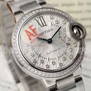 Cartier Ballon Bleu de Cartier 33mm Steel Diamond Bezel White Diamond Dial