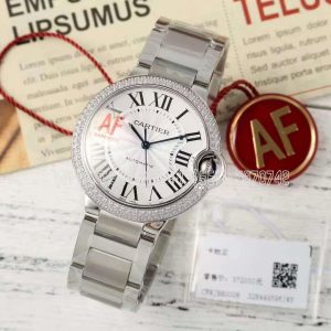 Cartier Ballon Bleu De Cartier 36mm Silver Dial with Diamond Bezel in Steel