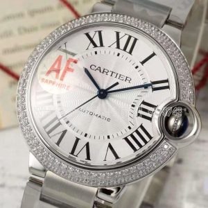 Cartier Ballon Bleu De Cartier 36mm Silver Dial with Diamond Bezel in Steel