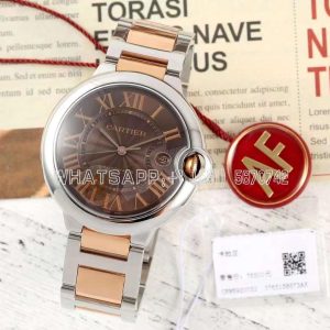 Cartier Ballon Bleu de Cartier 42mm Brown Dial in Steel and Rose Gold