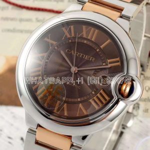 Cartier Ballon Bleu de Cartier 42mm Brown Dial in Steel and Rose Gold