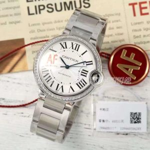Cartier Ballon Bleu de Cartier Steel Diamond Bezel 36mm Silver Dial W4BB0024