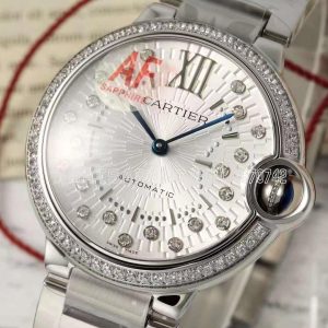 Cartier Ballon Bleu de Cartier Steel Diamond Bezel 36mm Silver Diamond Dial