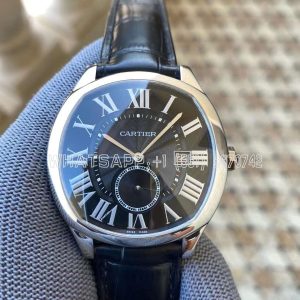 Cartier Drive de Cartier Black Dial in Steel on Leather Strap