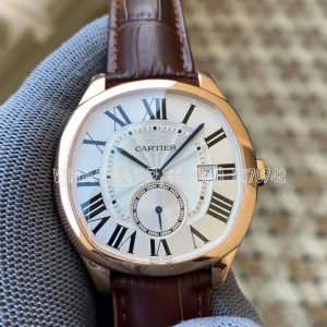 Cartier Drive de Cartier White Dial in Rose Gold on Leather Strap