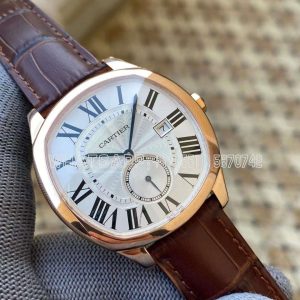 Cartier Drive de Cartier White Dial in Rose Gold on Leather Strap