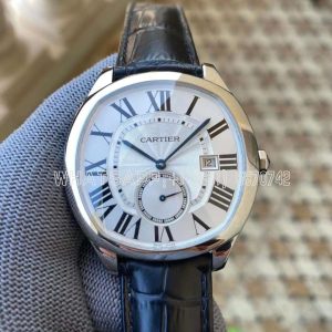 Cartier Drive de Cartier White Dial in Steel on Leather Strap