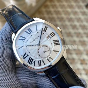 Cartier Drive de Cartier White Dial in Steel on Leather Strap
