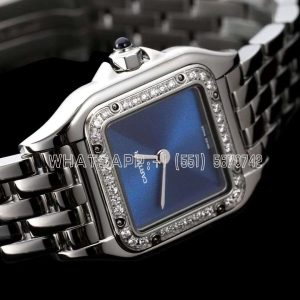Cartier Panthère De Cartier 22mm Blue Dial in Steel with Diamond Bezel
