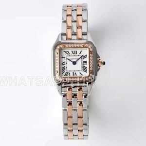 Cartier Panthère De Cartier 22mm White Dial in Steel/Rose Gold with Diamond Bezel