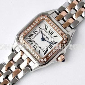 Cartier Panthère De Cartier 22mm White Dial in Steel/Rose Gold with Diamond Bezel