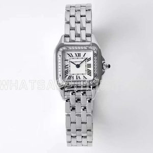 Cartier Panthère De Cartier 22mm White Dial in Steel with Diamond Bezel