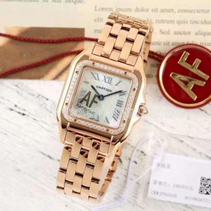 Cartier Panthère De Cartier Medium 27mm Mother-of-pearl Dial in Rose Gold with Diamond Bezel