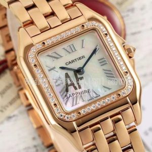 Cartier Panthère De Cartier Medium 27mm Mother-of-pearl Dial in Rose Gold with Diamond Bezel