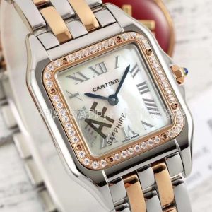 Cartier Panthère De Cartier Medium 27mm Mother-of-pearl Dial in Steel/Rose Gold with Diamond Bezel