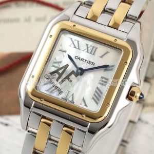 Cartier Panthère De Cartier Medium 27mm Mother-of-pearl Dial in Steel/Yellow Gold Ronda Quartz