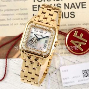 Cartier Panthère De Cartier Medium 27mm Mother-of-pearl Dial in Yellow Gold with Diamond Bezel