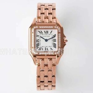 Cartier Panthère De Cartier Medium 27mm White Dial in Rose Gold with Diamond Bezel