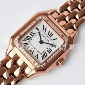 Cartier Panthère De Cartier Medium 27mm White Dial in Rose Gold with Diamond Bezel