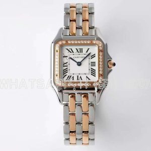 Cartier Panthère De Cartier Medium 27mm White Dial in Steel/Rose Gold with Diamond Bezel