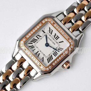 Cartier Panthère De Cartier Medium 27mm White Dial in Steel/Rose Gold with Diamond Bezel