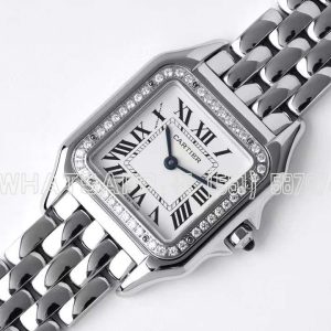 Cartier Panthère De Cartier Medium 27mm White Dial in Steel with Diamond Bezel