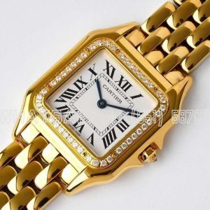 Cartier Panthère De Cartier Medium 27mm White Dial in Yellow Gold with Diamond Bezel
