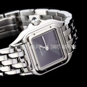 Cartier Panthère Secrete Ladies 22mm SS Black Dial on SS Bracelet Ronda Quartz