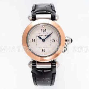 Cartier Pasha de Cartier 30mm Rose Gold and steel Swiss Quartz Black Leather Strap