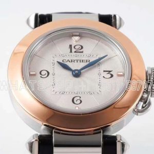 Cartier Pasha de Cartier 30mm Rose Gold and steel Swiss Quartz Black Leather Strap