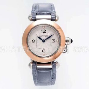 Cartier Pasha de Cartier 30mm Rose Gold and steel Swiss Quartz Blue Leather Strap