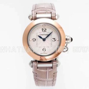 Cartier Pasha de Cartier 30mm Rose Gold and steel Swiss Quartz Brown Leather Strap