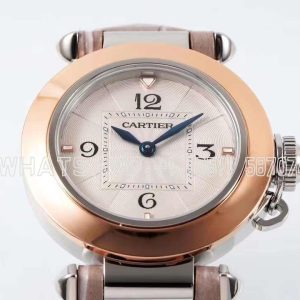 Cartier Pasha de Cartier 30mm Rose Gold and steel Swiss Quartz Brown Leather Strap