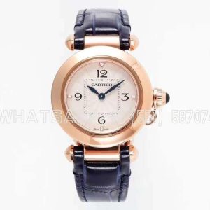 Cartier Pasha de Cartier 30mm Rose Gold Swiss Quartz Black Leather Strap