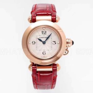 Cartier Pasha de Cartier 30mm Rose Gold Swiss Quartz Red Leather Strap