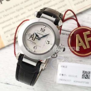 Cartier Pasha de Cartier 30mm Steel Swiss Quartz Black Leather Strap