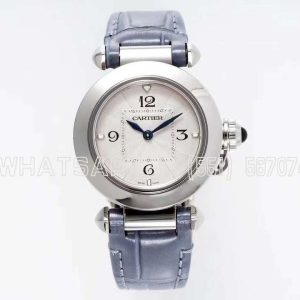 Cartier Pasha de Cartier 30mm Steel Swiss Quartz Blue Leather Strap