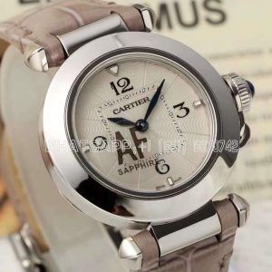 Cartier Pasha de Cartier 30mm Steel Swiss Quartz Brown Leather Strap