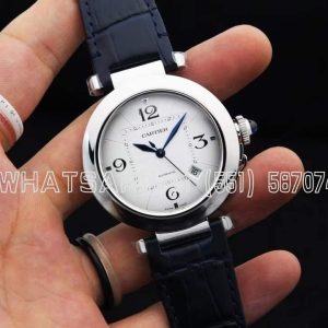 Cartier Pasha de Cartier watch 35mm steel Blue Leather Strap