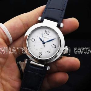 Cartier Pasha de Cartier watch 35mm steel Blue Leather Strap