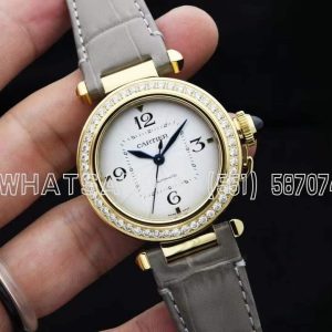 Cartier Pasha de Cartier watch 35mm Yellow Gold and Diamond Brown Leather Strap