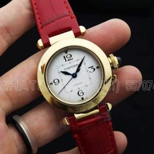 Cartier Pasha de Cartier watch 35mm Yellow Gold Red Leather Strap