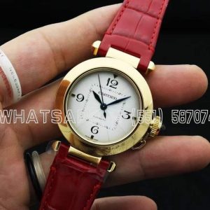 Cartier Pasha de Cartier watch 35mm Yellow Gold Red Leather Strap
