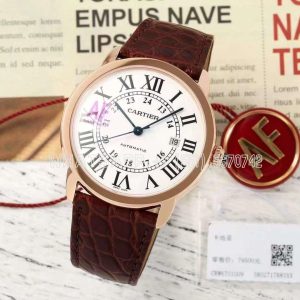 Cartier Ronde Solo de Cartier 42mm Automatic White Dial in Rose Gold Red Alligator Leather Strap